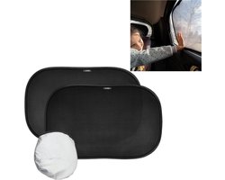 2 stuks Zonnescherm voor zijruiten - eenvoudig te installeren - zonnescherm voor autoruiten - zonwerend en verblindend gordijn - 50,8*30,5 cm - geschikt voor SUV's, sedans en vrachtwagens, beschermt uw kinderen effectief tegen UV - zwart
