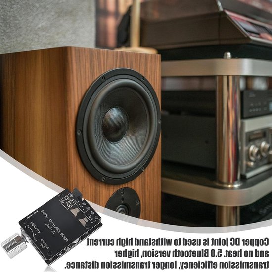 SnelShoppen - Bluetooth Versterker Bord, HiFi Stereo, 2.0 Audio Versterker Bord, 2 x 50 W, Digitale Mini Versterker met AUX en Bluetooth 5.0 — afbeelding 2