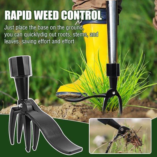 Onkruidtrekker - Onkruidsteker - Onkruid Verwijderen - Staande Onkruidtrekker Met 4 Klauwen - Onkruid Verwijderen - Handmatig Onkruidverwijderaar - Gereedschap voor Tuin / Patio / Achtertuin - Zwart van Merkloos	 — afbeelding 3