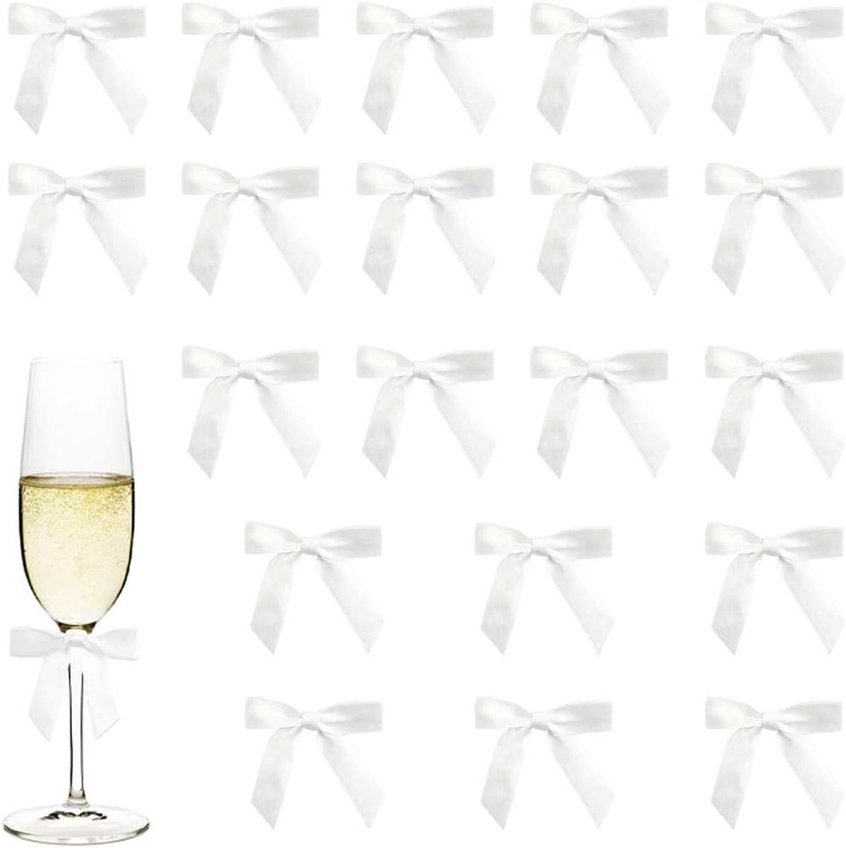 Kleine Witte Decoratie Strikken voor Cadeaus - Zelfklevende Strikken voor Verpakking - Perfect voor Valentijn, Bruiloften en Kerst - Verpakking van 20 Stuks