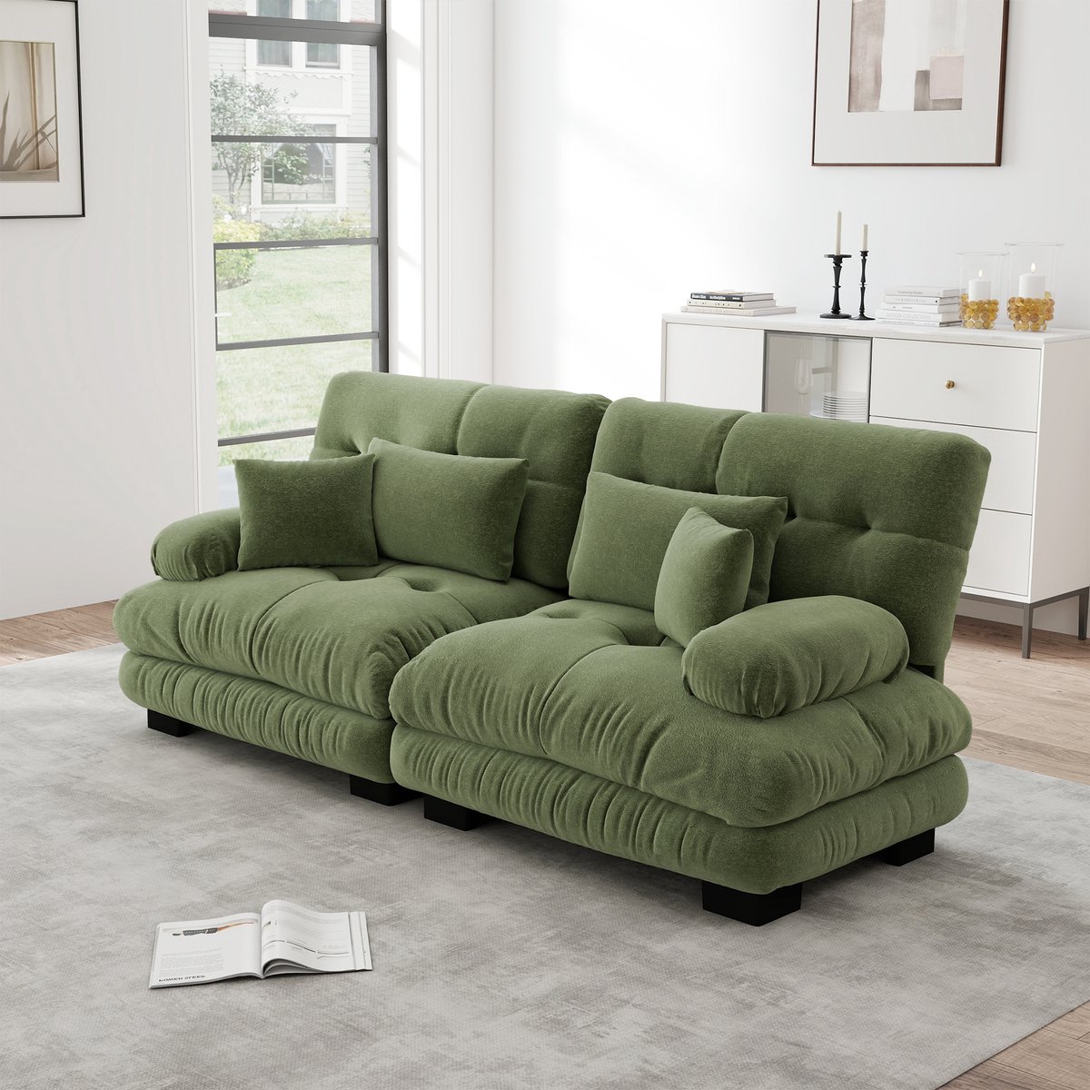 MIVRAY Hoekbank 2-Zits - Modulair Comfort Met Lendenkussens - Voor Woonkamer En Kantoor - 