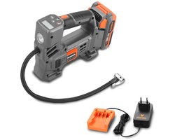FUXTEC 20V Accu Compressor – 10,3 Bar (150 PSI) Luchtcompressor – Luchtpomp Incl. Presta Ventiel Adapter, Accu en Oplader – Voor Luchtbanden, Luchtmatrassen & Ballen