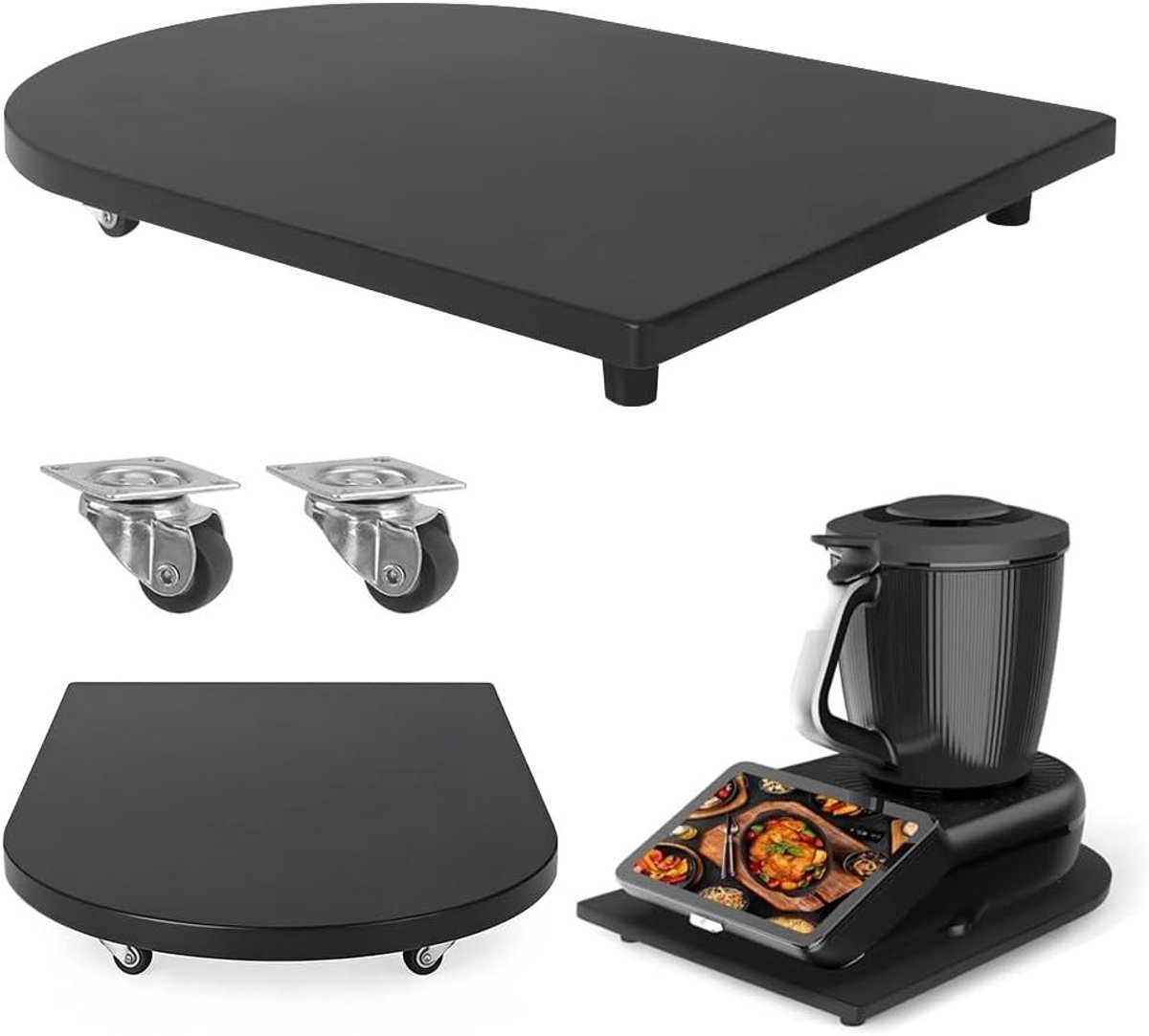 Premium schuifbord voor Thermomix TM7 met 360° wielen, eenvoudig verplaatsen, hoogwaardig rolbord, accessoires met antislip rubberen voeten voor een veilige stand en gebruiksgemak
