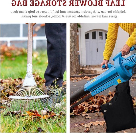 2 Stuks Universele bladblazer-stofzuigerzakken, zwarte bladblazerzak, universele bladopvangzak, verstelbaar voor tuin-, gazon- en tuinbladblazers, Geschikt voor gebruik met tuinstofzuigers en bladblazers - Zwart 45*64cm van Vounot — afbeelding 4