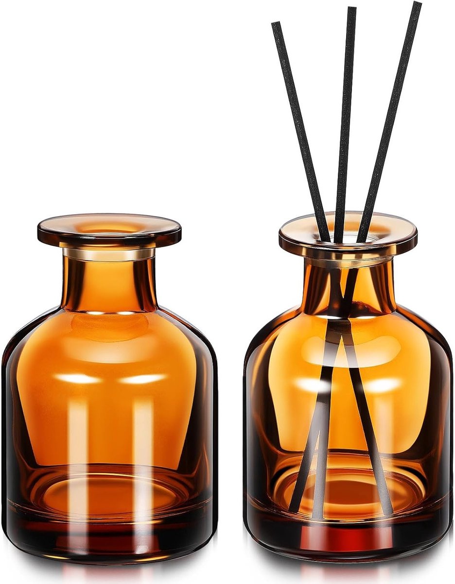 Set van 2 Lege Glazen Geurstokjes Flessen - Herbruikbare Aroma Jars voor Essentiële Olie, 