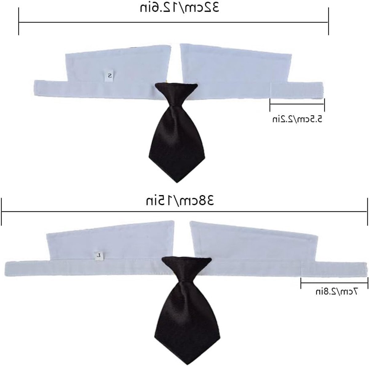Verstelbare Hondenkraag met Klittenbandsluiting - Formele Puppy Strik en Tuxedo Kostuum voor Trouwen - Zwart, M
