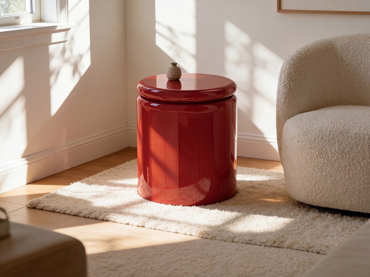 Vente-unique Bijzettafel van MDF - Rood gelakt - AMOFA