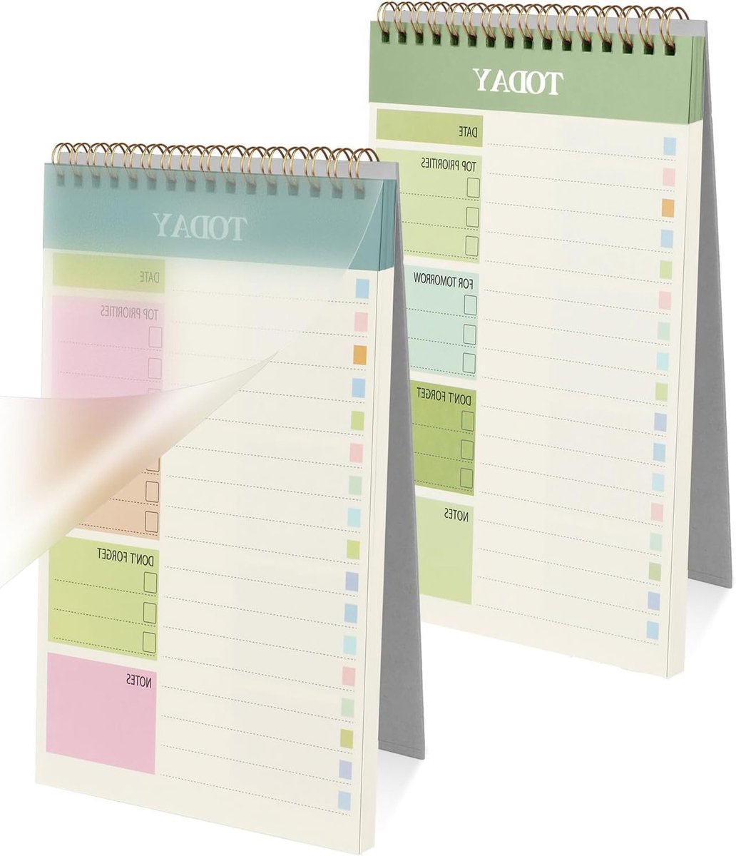 2-delige A5 Weekly Planner met 52 scheurbladen, ongedateerde dagelijkse planner en to-do lijst pad voor effectieve tijdsorganisatie en planning
