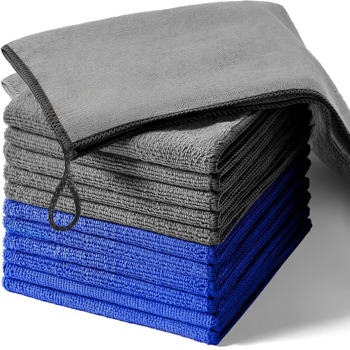 Microvezeldoeken voor Keuken en Schoonmaak, Theedoeken en Afwasdoeken, 12 Stuks in Blauw en Grijs met Hoge Absorptie voor Koffie en Huishoudelijk Gebruik