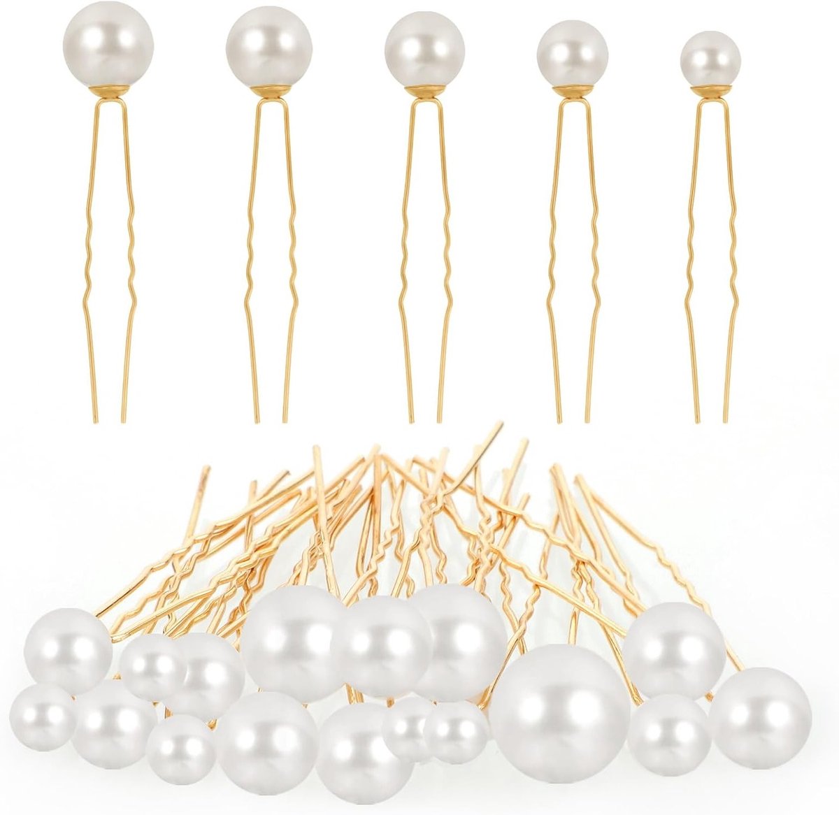 18 Stuks Parel Haarspelden voor Bruiden en Bruidsmeisjes - Gouden U-vormige Accessoires