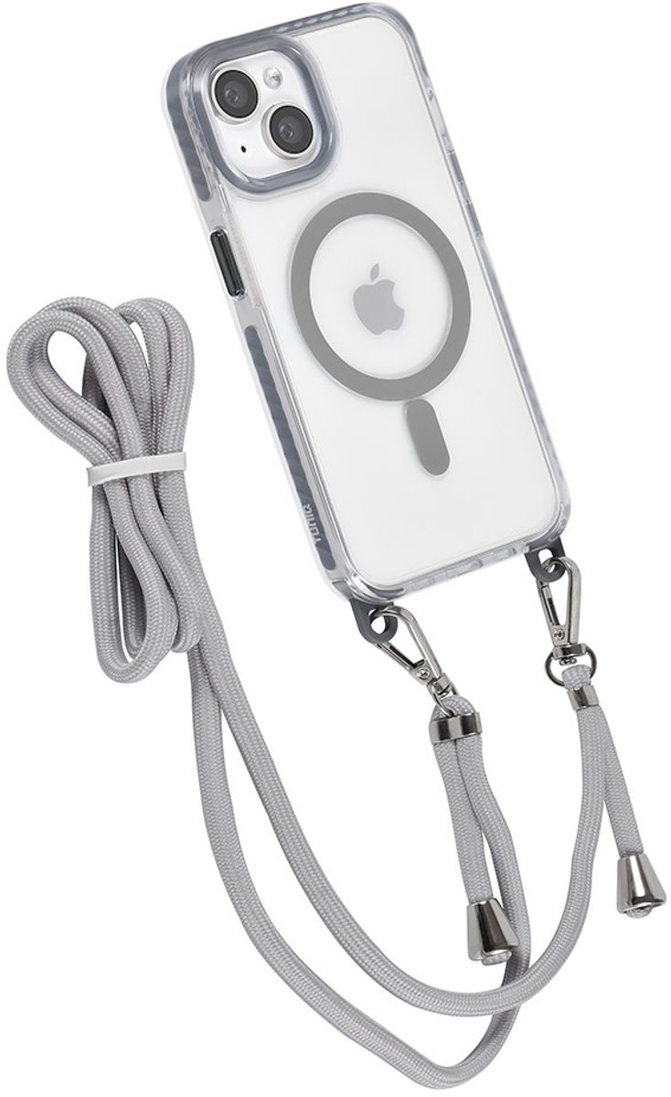 TUNIQ telefoonhoesje voor Apple iPhone 14 - MagSafe backcover met koord - Grijs