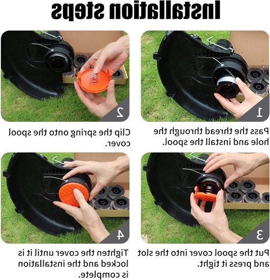 8 draadspoelen voor grastrimmer met 2 doppen en veer, ideaal voor tuinonderhoud en snijwerk van Merkloos — afbeelding 4