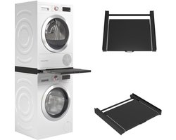 Florixa® Tussenstuk Wasmachine Droger - Stapelkit - Tussenstuk Wasmachine en Droger - Tussenstuk Wasmachine Droger Zwart - Tussenstuk Wasmachine Droger Aeg - Zwart - 54cm x 60cm x 8cm