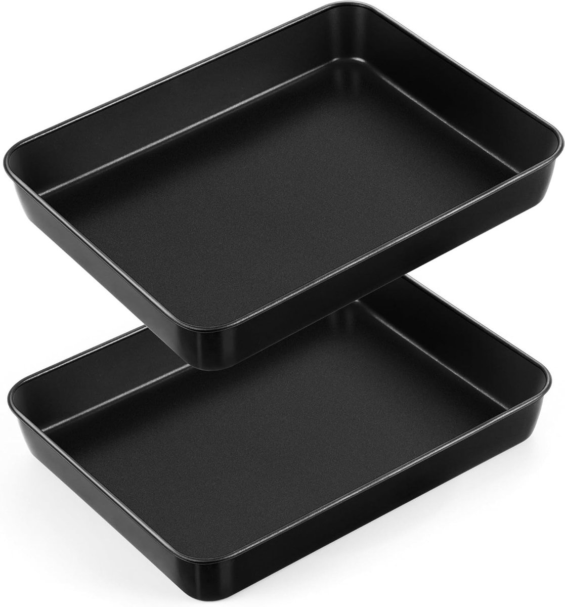 Set van 2 RVS Anti-aanbak Bakplaten voor Brownies en Lasagne - Diepe Rechthoekige Ovenvorm 26.5 x 20.5 x 5 cm, Roestvrij en Sterk