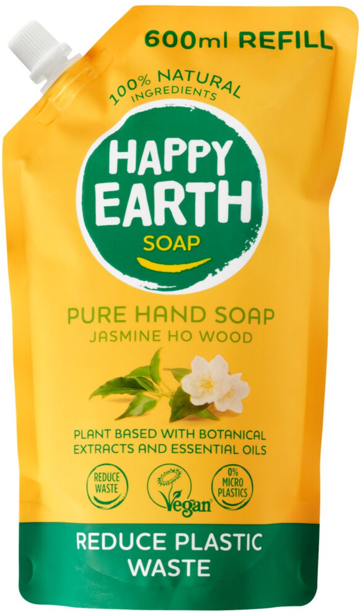 Happy Earth 100% Natuurlijke Handzeep Navulling Jasmine Ho Wood - 600 ml