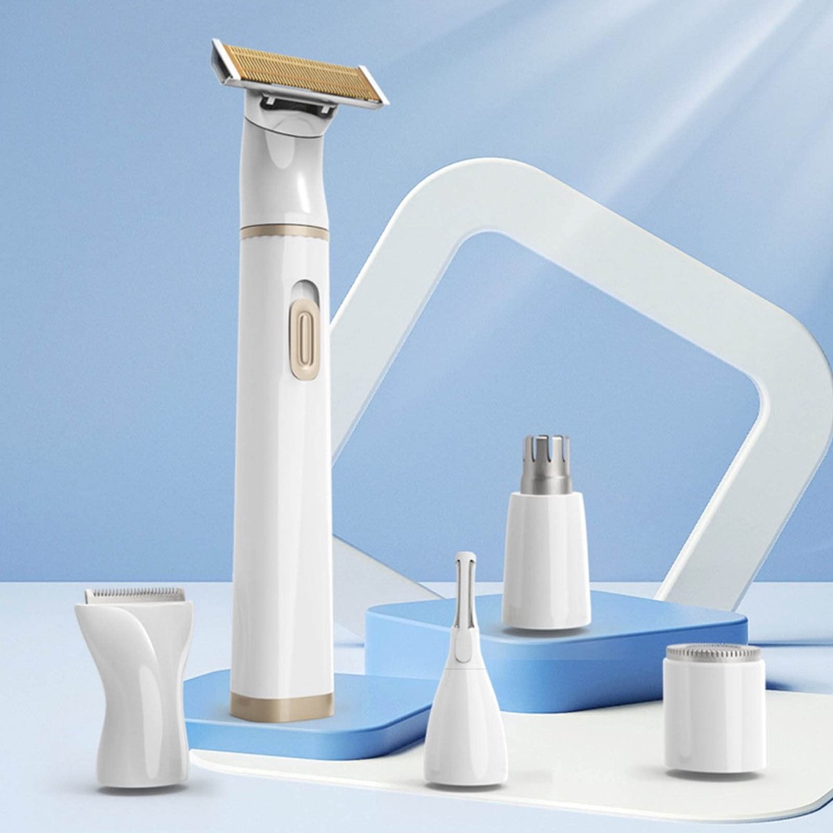 Allecto - Dames Scheerapparaat - 5-in-1 Oplaadbare Trimmer - Wet & Dry Gebruik - Gezicht, Neus, Lichaam en Bikinilijn - Comfortabel en Efficiënt - ...
