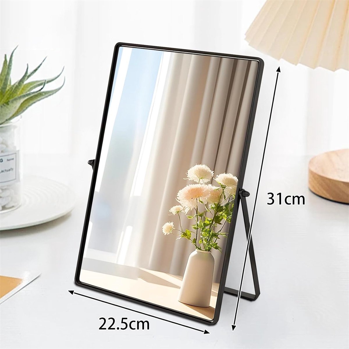 carmdering - Make-up Spiegel - Cosmetische Spiegel - Tafelspiegel - 360 Grad Draaibaar - HD Reflectie - Roestvrij Staal - Modern Design - Ruimtebesparend - 1 Stuk