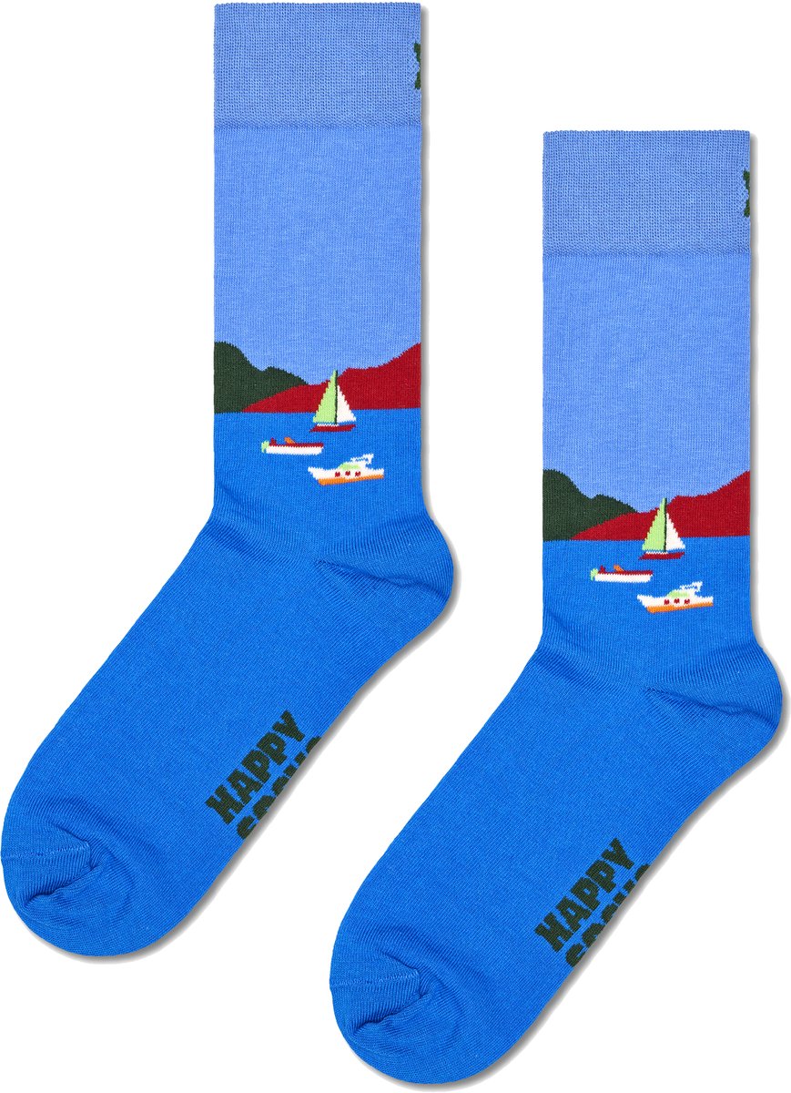 Happy Socks Boats Sock - unisex sokken - blauw - Unisex - Maat: 36 - 40