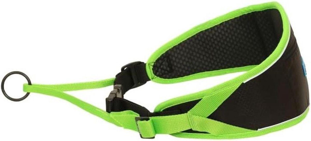 Canicross riem - Trekriem hond - Hondensport tractie - Verstelbaar bevestigingspunt - 20 x 12 cm - Zwart/Groen
