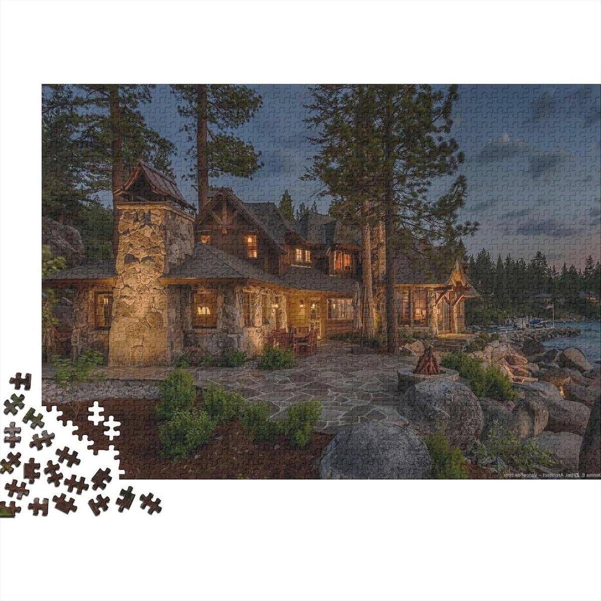 Huis Puzzel - Landschap Legpuzzel - Ontspanning Thuis - Inclusief Bonus Poster - 1000 Stukjes - Multicolor