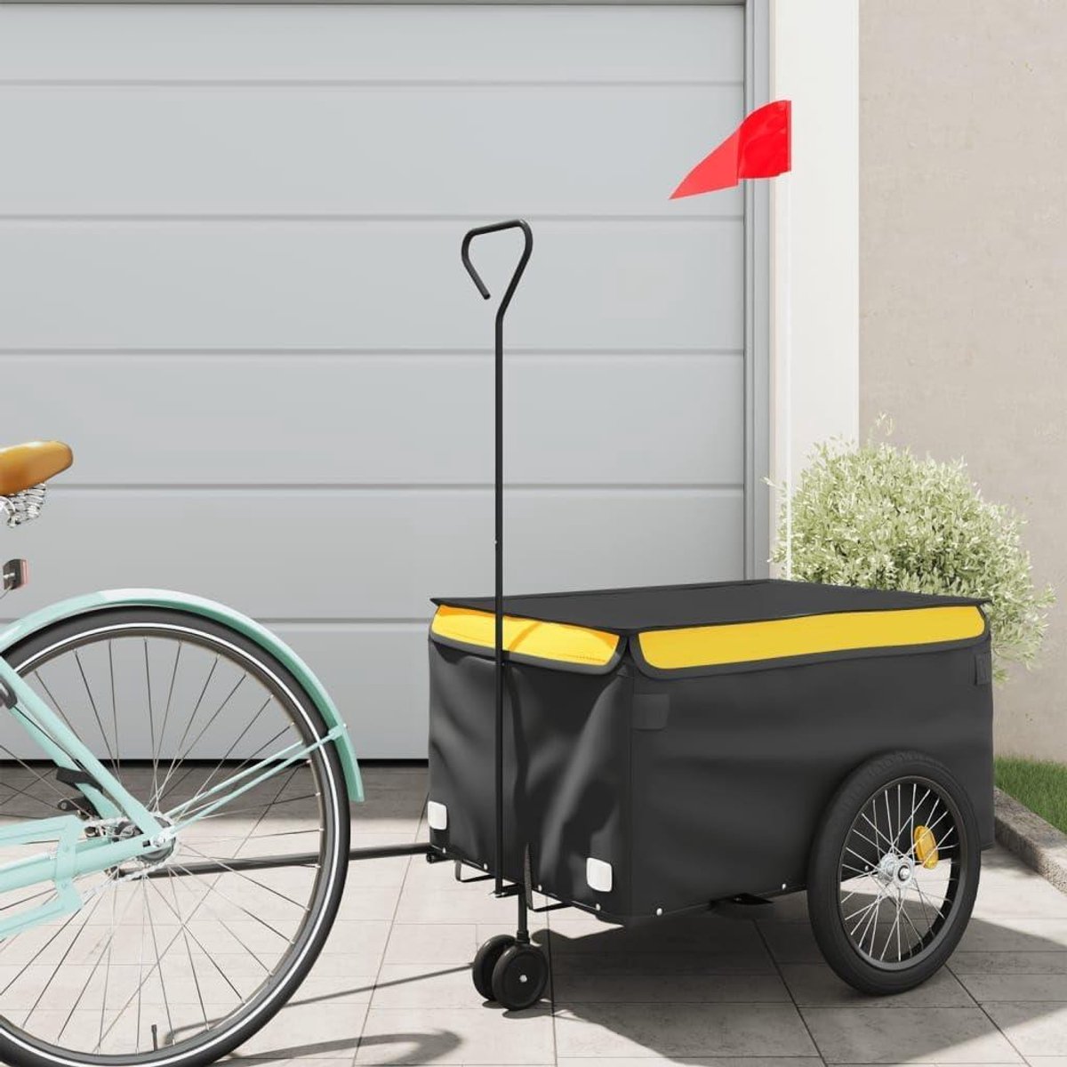Fietskar - Boodschappenkar - Zware goederen vervoeren - Stevig ijzeren frame - 30 kg draagvermogen - Zwart geel