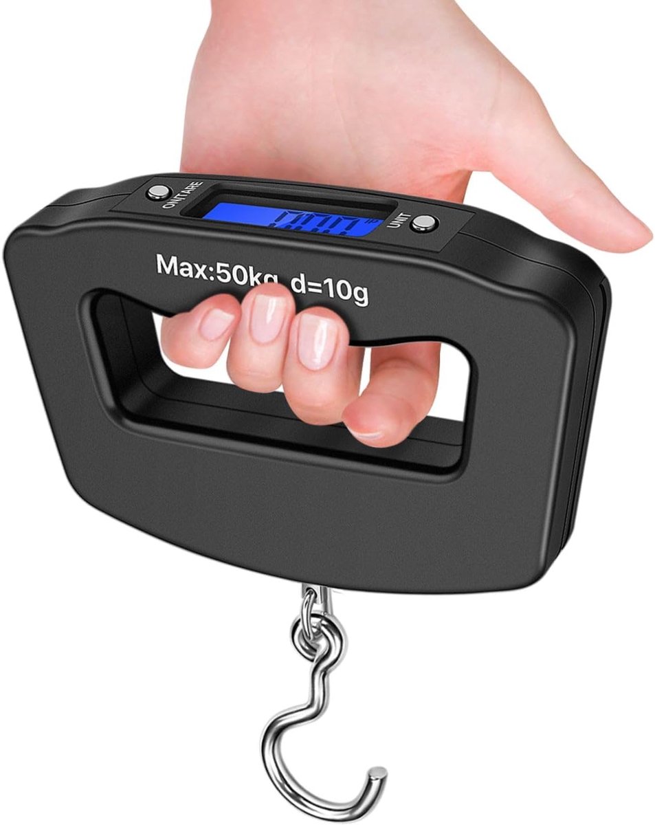 Digitale Hangweegschaal - Compacte Weegapparaat - Nauwkeurig Wegen - Waterdicht Nachtzichtscherm - Tot 50 kg - Zwart