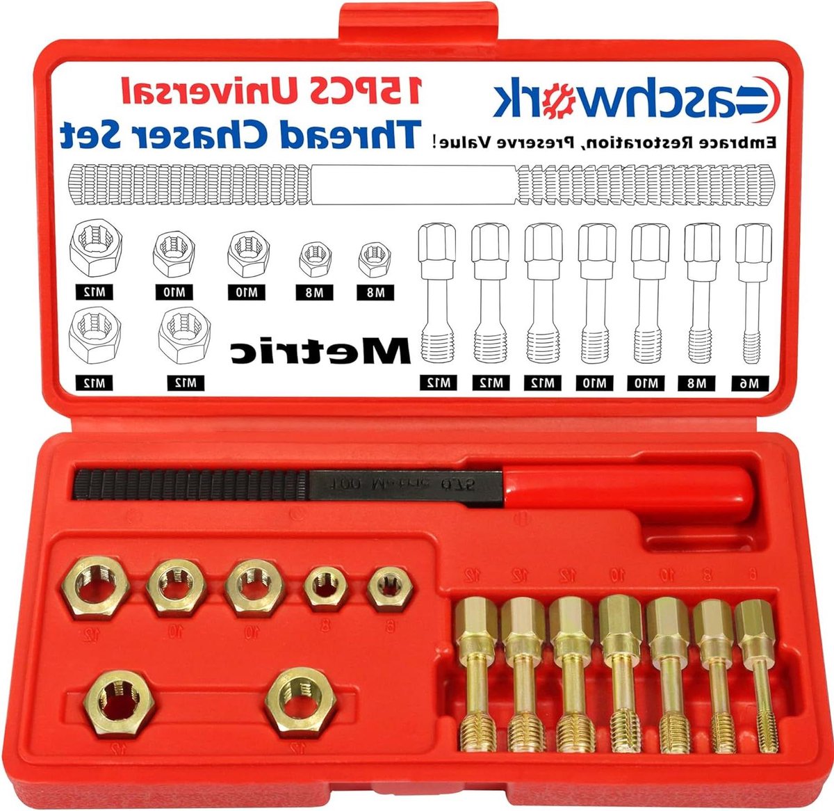 Draad Chaser Set - Draad Herstel Kit - Schroefdraad Repareren - Metrische Maten - 15 Delig - Zilver