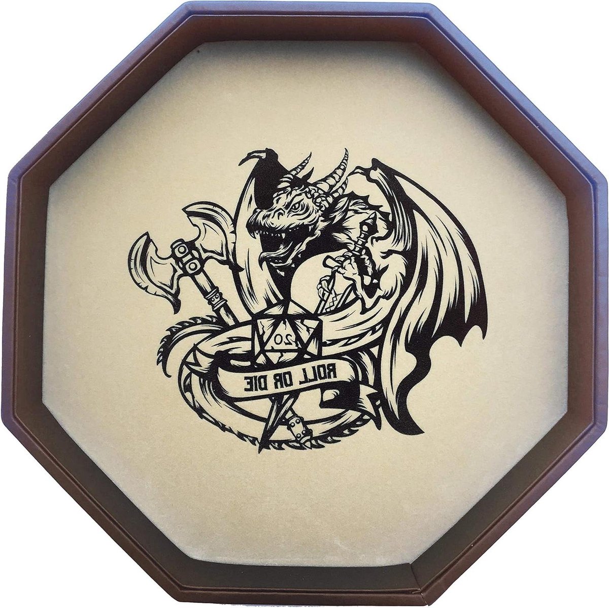 Dobbelbak Octagon - Dobbelsteenbak Dobbelbak - Bordspellen Spelen - Gewatteerde Muren - 29 cm - Bruin