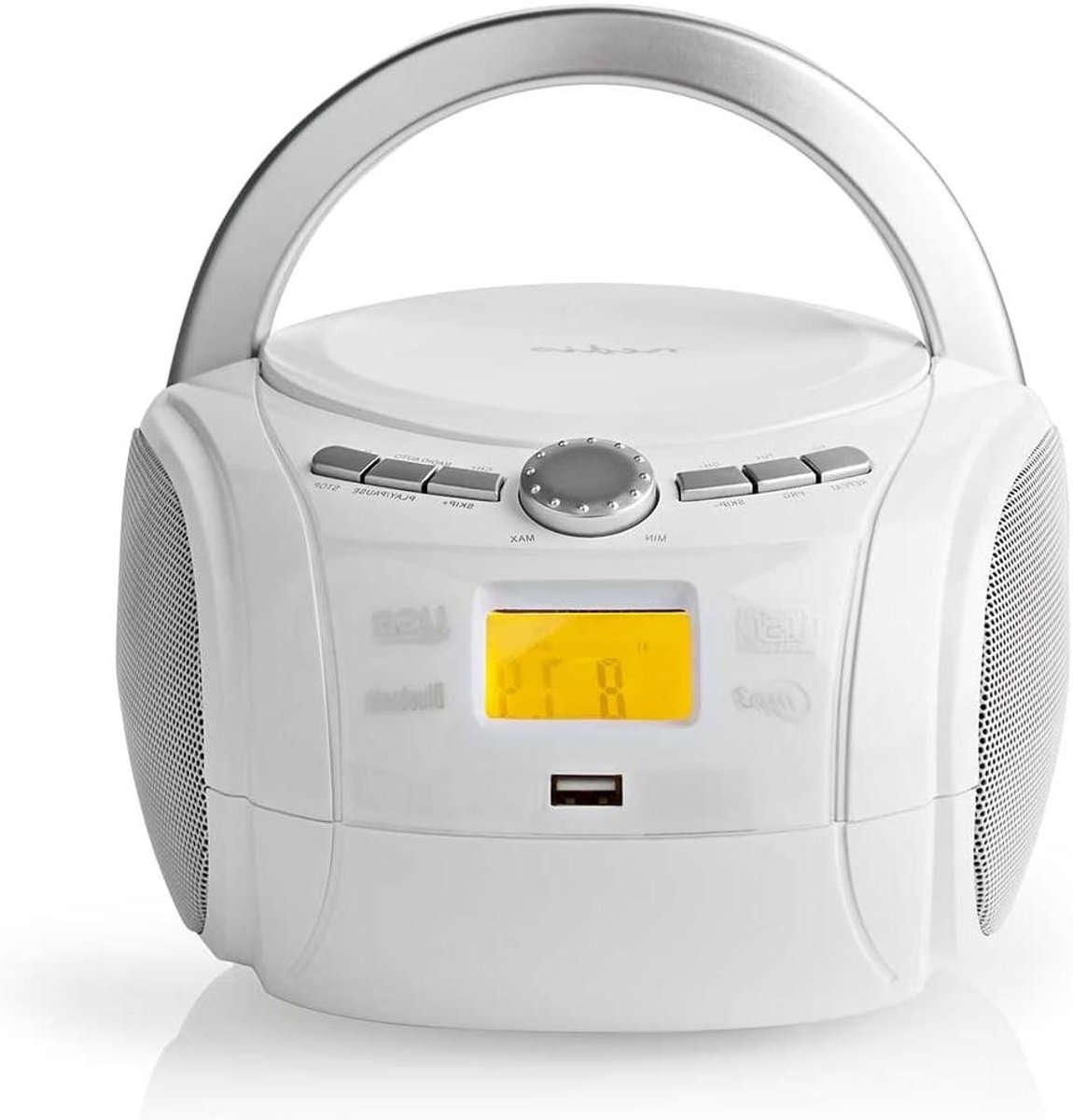 Boombox CD-speler - Draagbare radio - Muziek luisteren - Stereo luidsprekers - 9 watt - Wit