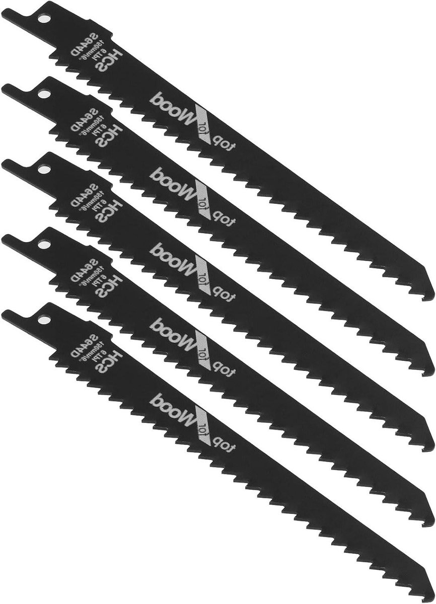 Reciprozaagbladen Set - Houtzaagbladen Metaalzaagbladen - Precisie Zagen - Hoge Koolstofstaal - 5 stuks - Zilver