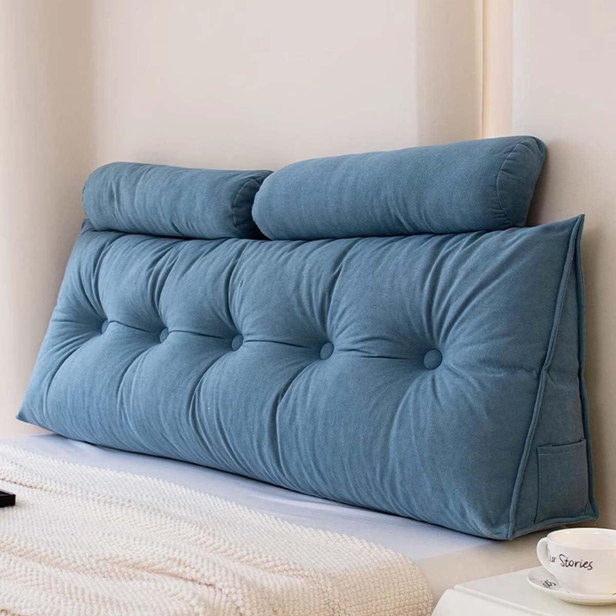 Hoofdkussen met Nekrol - Leeskussen Rugsteun - Ontspannen Lezen - Ergonomisch Gevormd - 120cm - Blauw