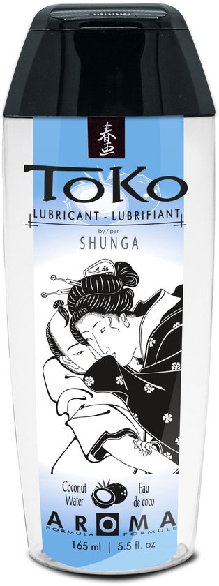Lubrifiant Toko Aroma Shunga eau de coco avec illustration japonaise et texte eau de coco.