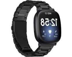 Tencloud bandjes compatibel met Fitbit Versa 3 bandje, metalen roestvrijstalen polsbandje voor dames en heren, voor Fitbit Sense / Versa 3 smartwatch (zwart)