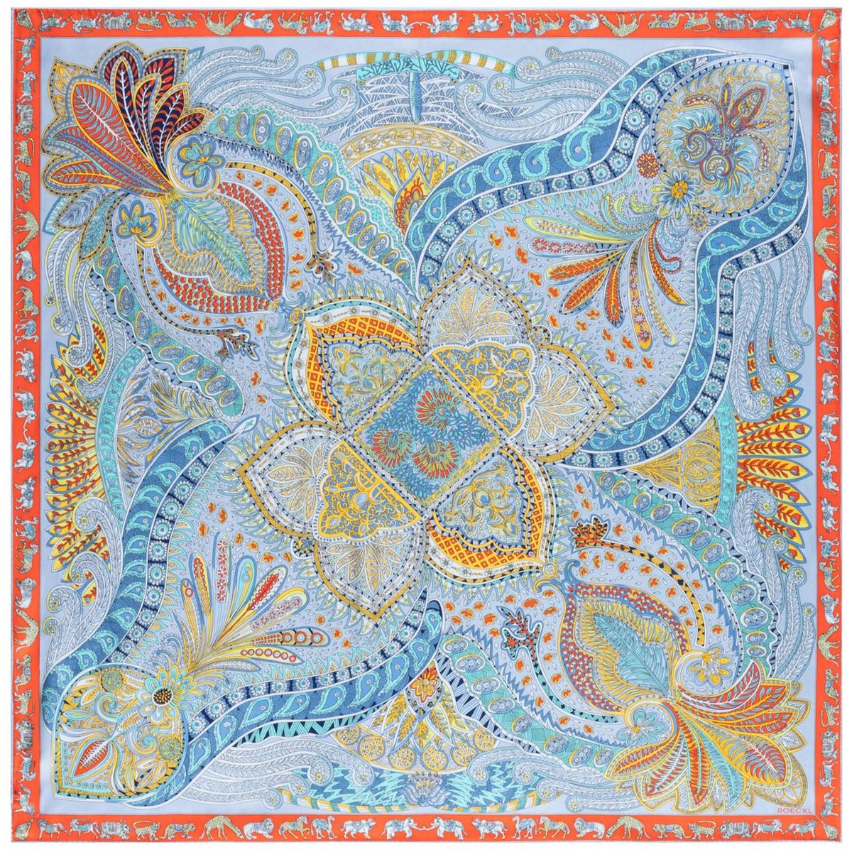 ROECKL sjaal Vibrant Paisley 90x90 Multi Ciel veelkleurig