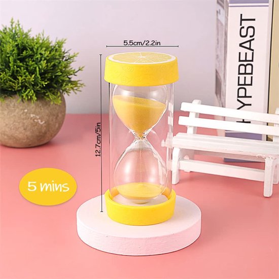 Allecto - Fruit Hourglass - Kleurige zandtimer - Voor thuis en koken - Citroen kleur - Tijdmetingen - Perfect voor focus en concentratie — afbeelding 4