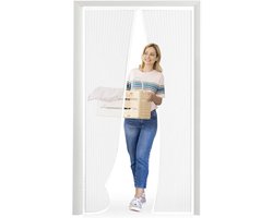 Vliegengaas voor deur - Muggennet gordijn - Insecten weren - Magnetische sluiting - 100 x 205 cm - Wit