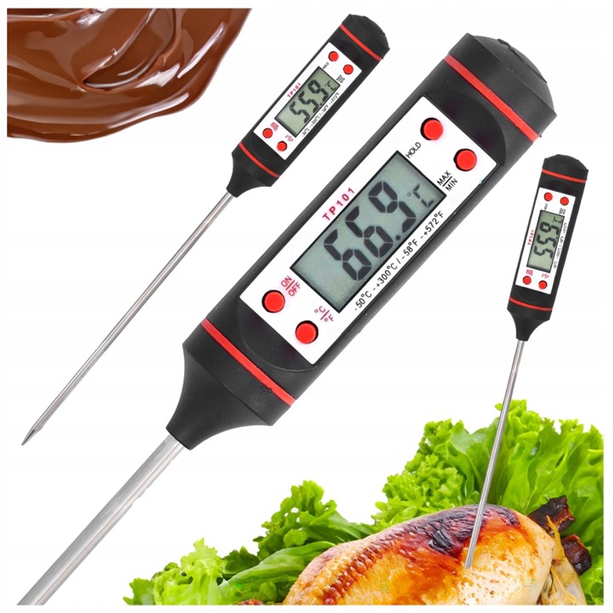 Elektronische keukenthermometer met sonde, voor vlees, gebak en barbecue.