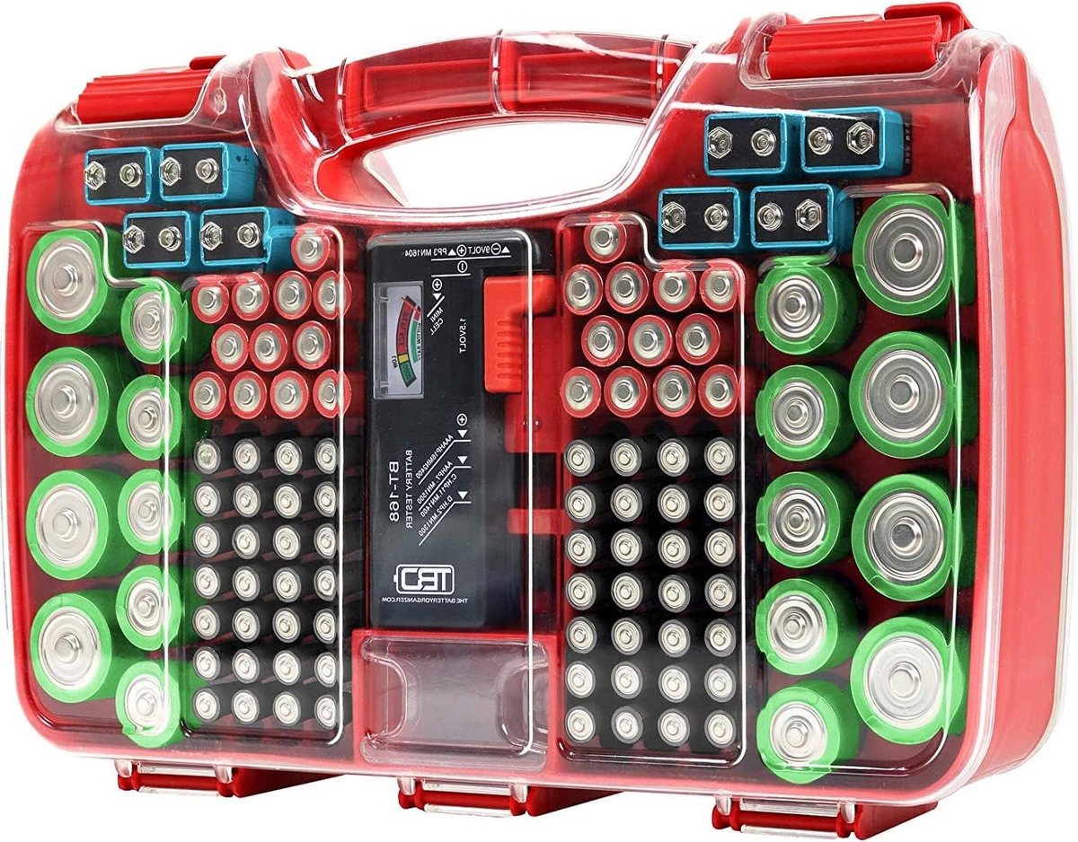 Batterij Organizer - Batterijhouder Tester - Batterijen Opbergen - Inclusief Tester - 180 Batterijen - Rood