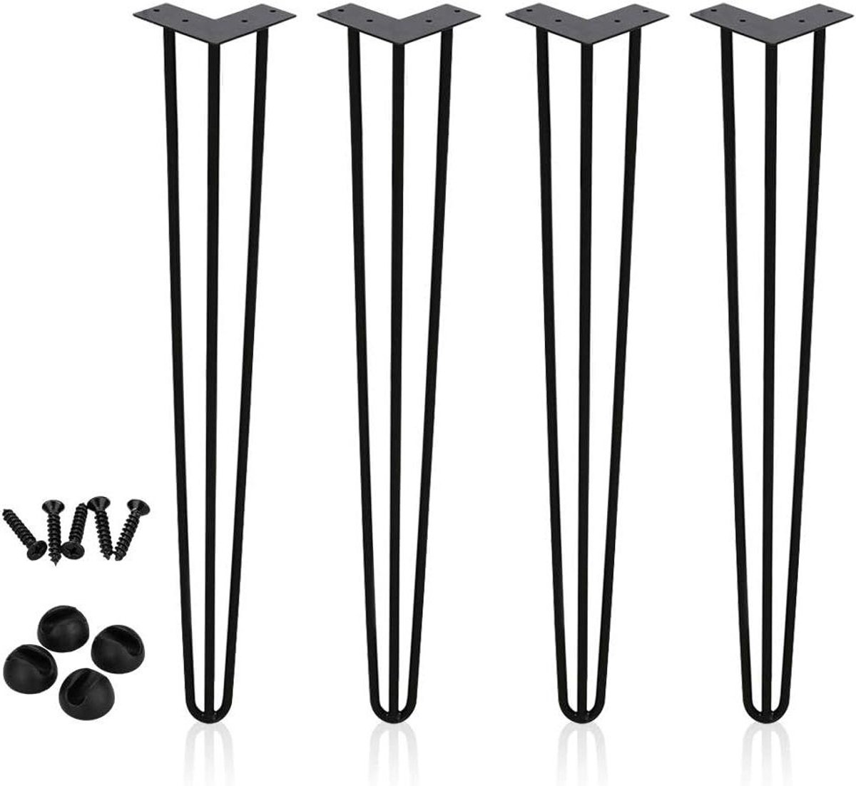 Tafelpoten Set - Meubelpoot Haarspeld - Meubels Maken - Stabiel Stevig Design - 45 cm - Zwart