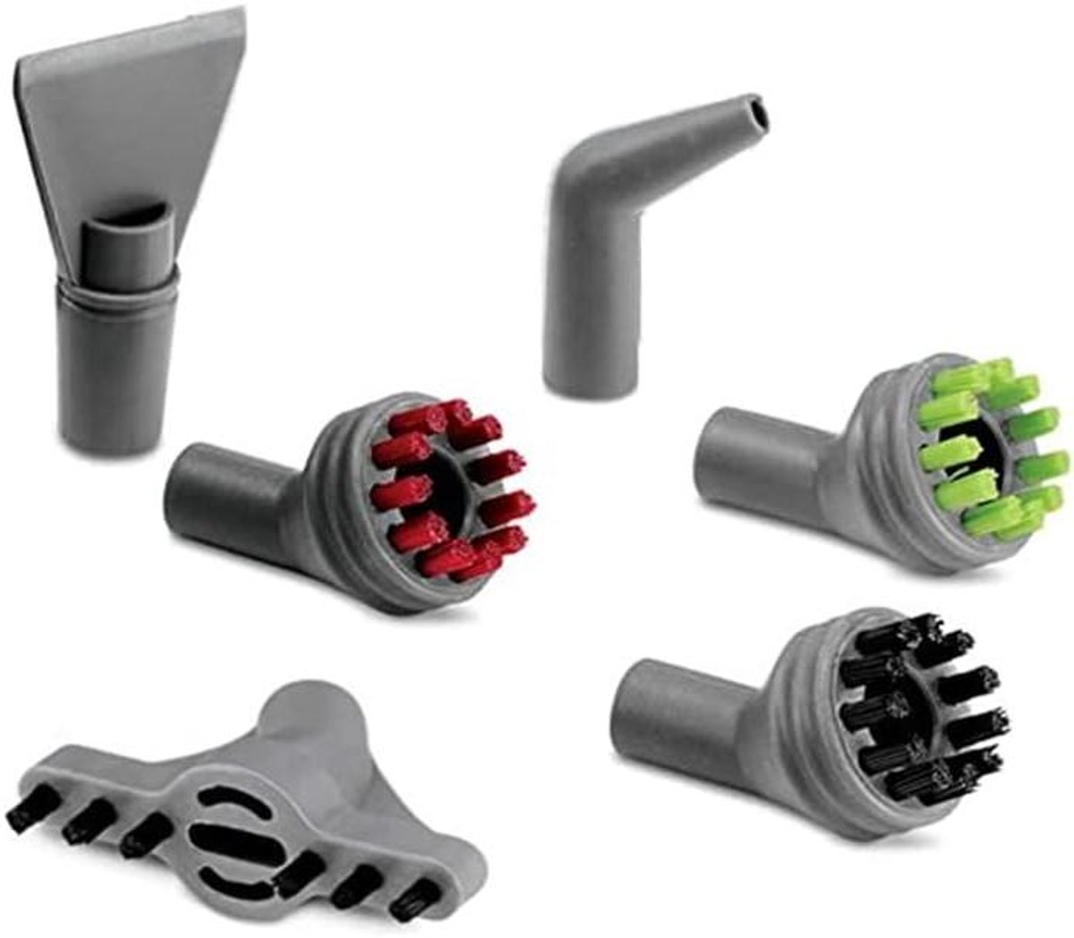 Stoomreiniger Borstels - Reinigingsborstels Stoom - Hard Oppervlak Reinigen - Hittebestendig Materiaal - 6 Stuks - Grijs