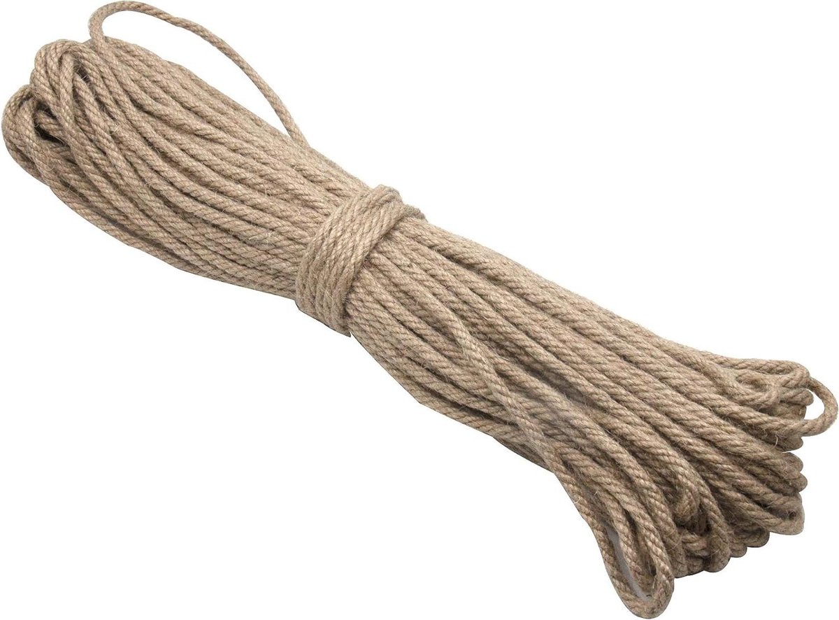 Henneptouw Jute Touw - Grof Touw Verpakkingstouw - Ambachtelijke Projecten Tuinieren - Biologisch Afbreekbaar Milieuvriendelijk - 50 Meter 8 mm