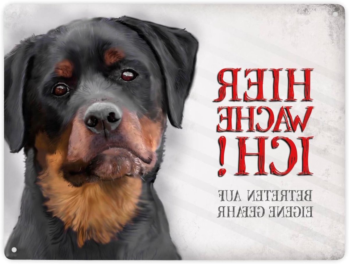 Metalen Waarschuwingsbord - Rottweiler Bord - Huis Beveiligen - XXL Formaat - 28x38cm - Meerkleurig