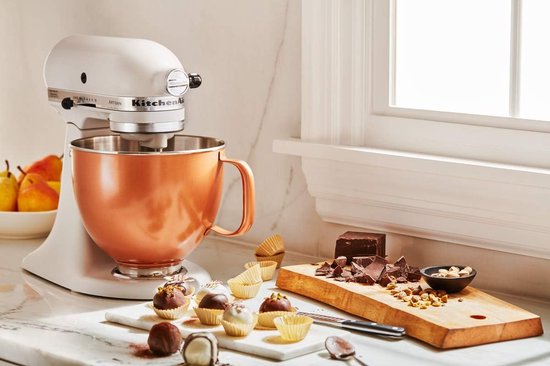 Mixkom - Beslagkom Keukenmachine - Bakken en Koken - Met Handvat - 4.8 Liter - Koper Parelmoer — afbeelding 2