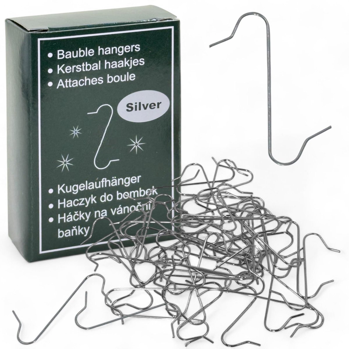 Store_7 - Kogelhanger - Dubbele haak - Praktische snelhangers voor kerstballen - Zilver - Kerstboomversiering - 50 stuks - Geschikt voor kerstdecor...