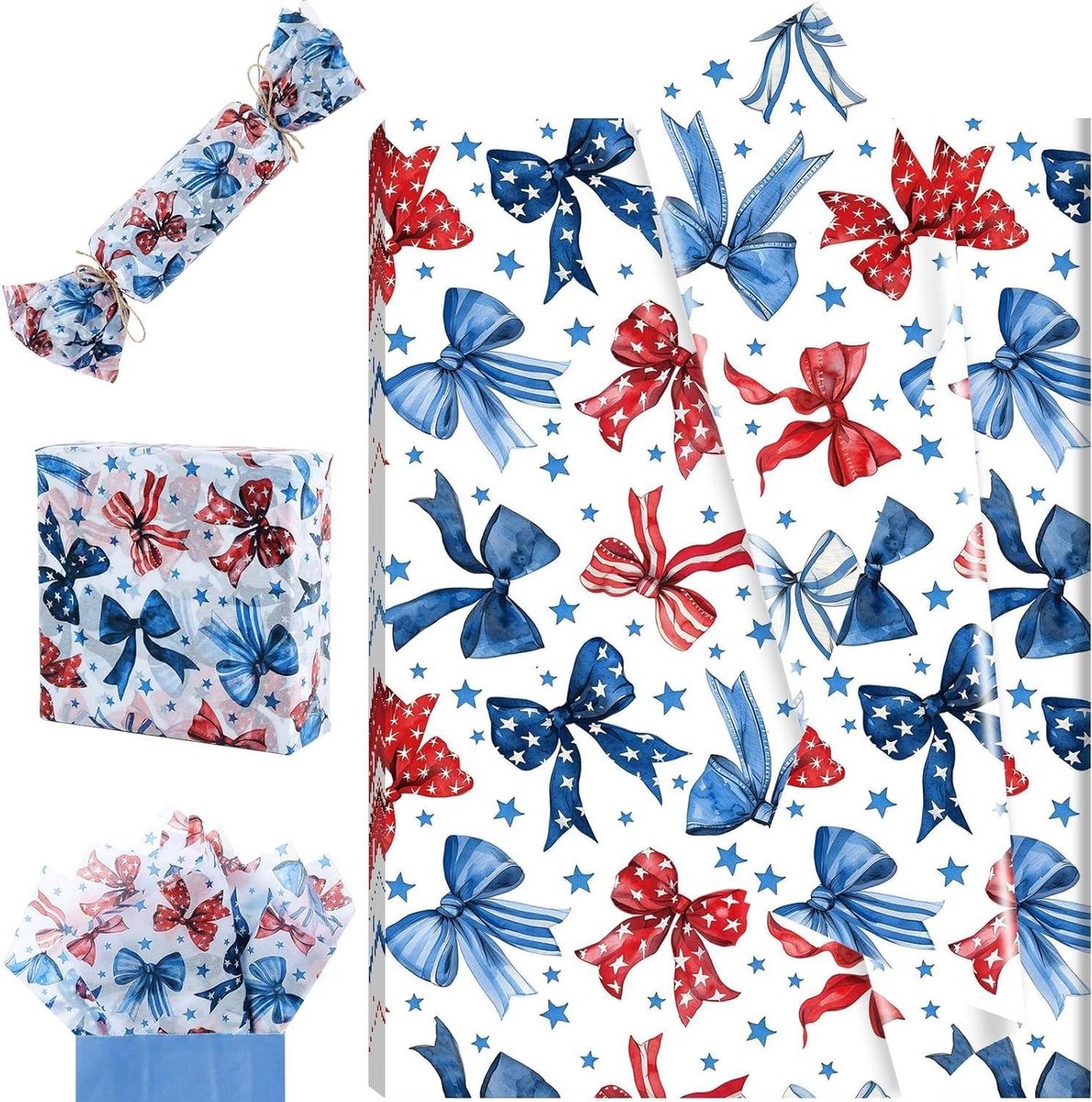 Zijdepapier Vellen - Knutselpapier Decoratiepapier - Feestelijke Decoratie - Bloem en Vogelpatroon - 50.8 x 35.6 cm - Rood en Blauw