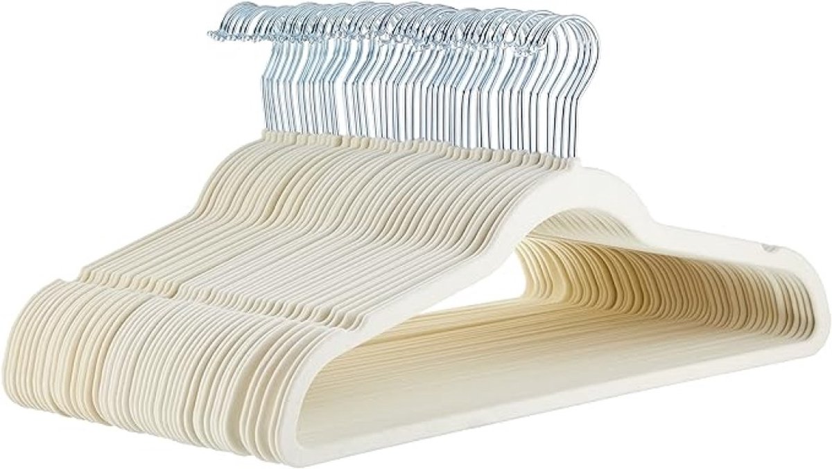 Antislip kledinghangers set van 50 - ivoor
