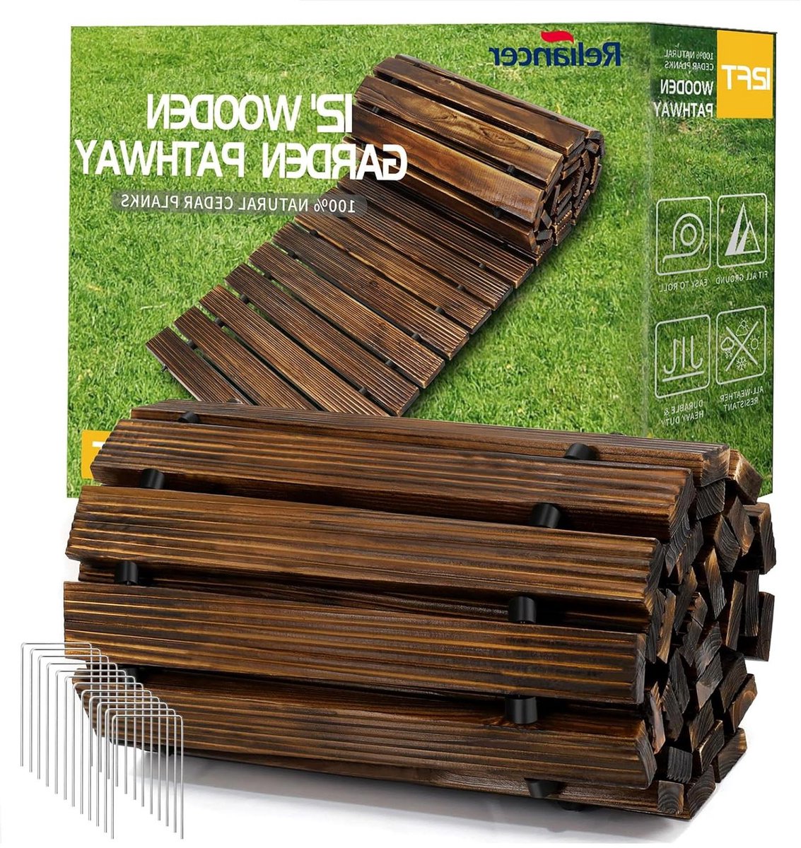 Houten Tuinpad - Loopbrug Boardwalk - Buiten Paden Creëren - Weerbestendig Cederhout - 30 cm x 20 cm - Bruin