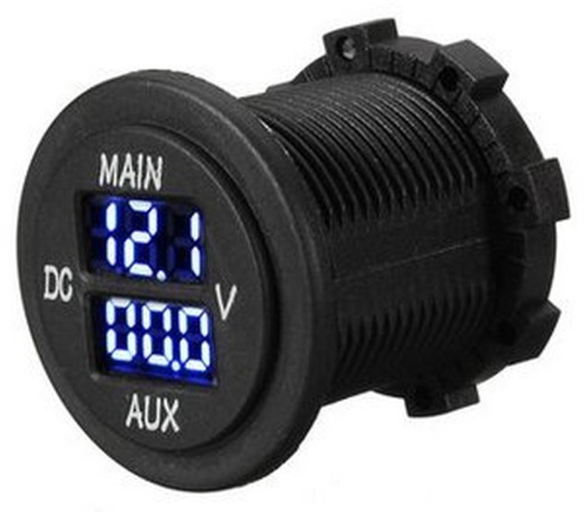 Allecto - Digitale Voltmeter - Accu Monitor - LED Display - Blauw - Dual Voltmeter - Voor Auto en Motor - 12V 24V