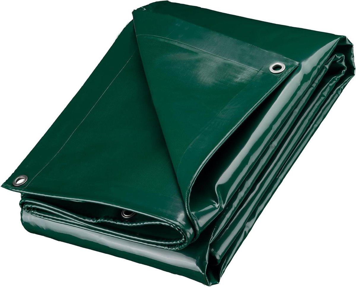 Afdekzeil - Dekzeil Beschermhoes - Spullen Beschermen - Waterdicht PVC-Coating - 5 x 7 m - Donkergroen