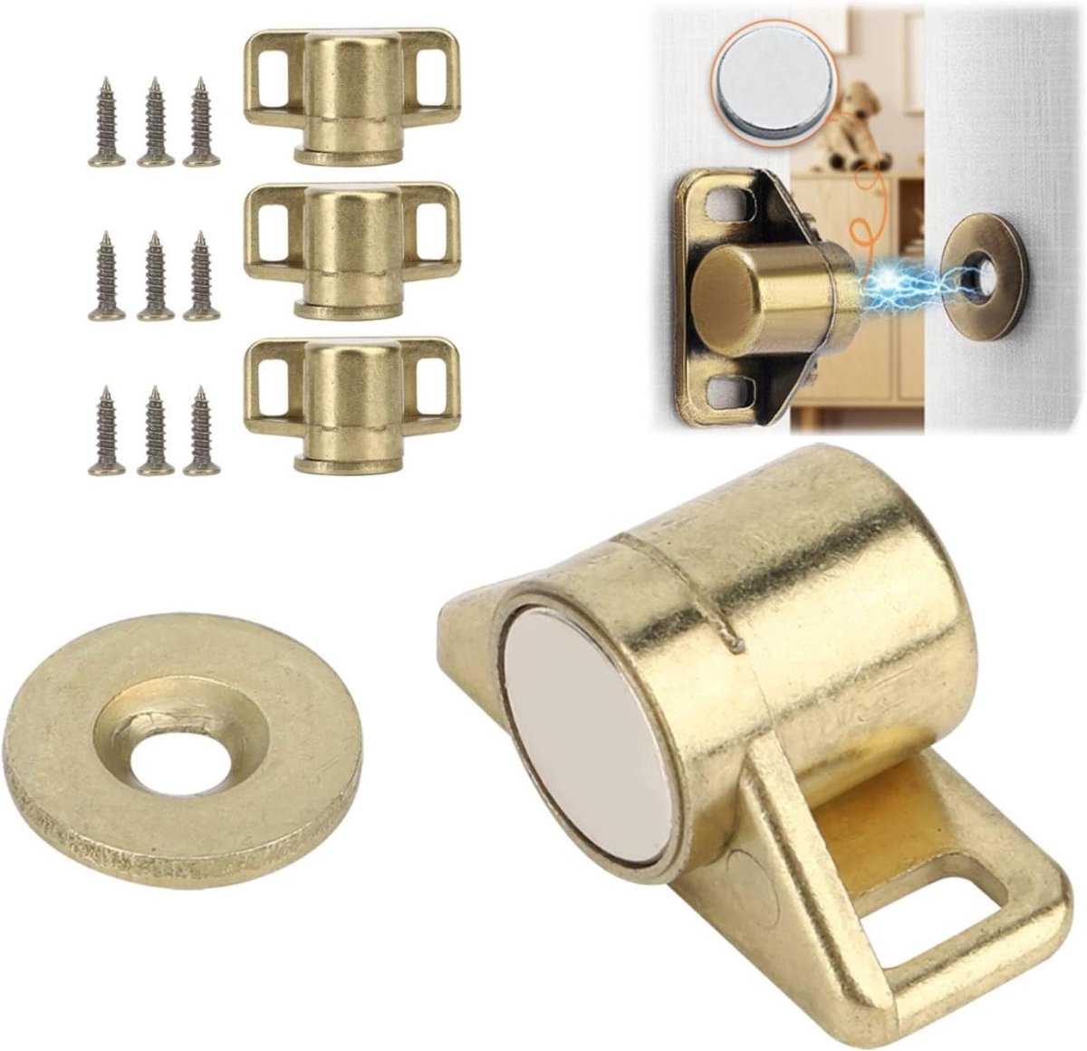 Dailygoods - 4 Stuks Zink Legering Deur Magneet Stopt voor Kast en Garderobe